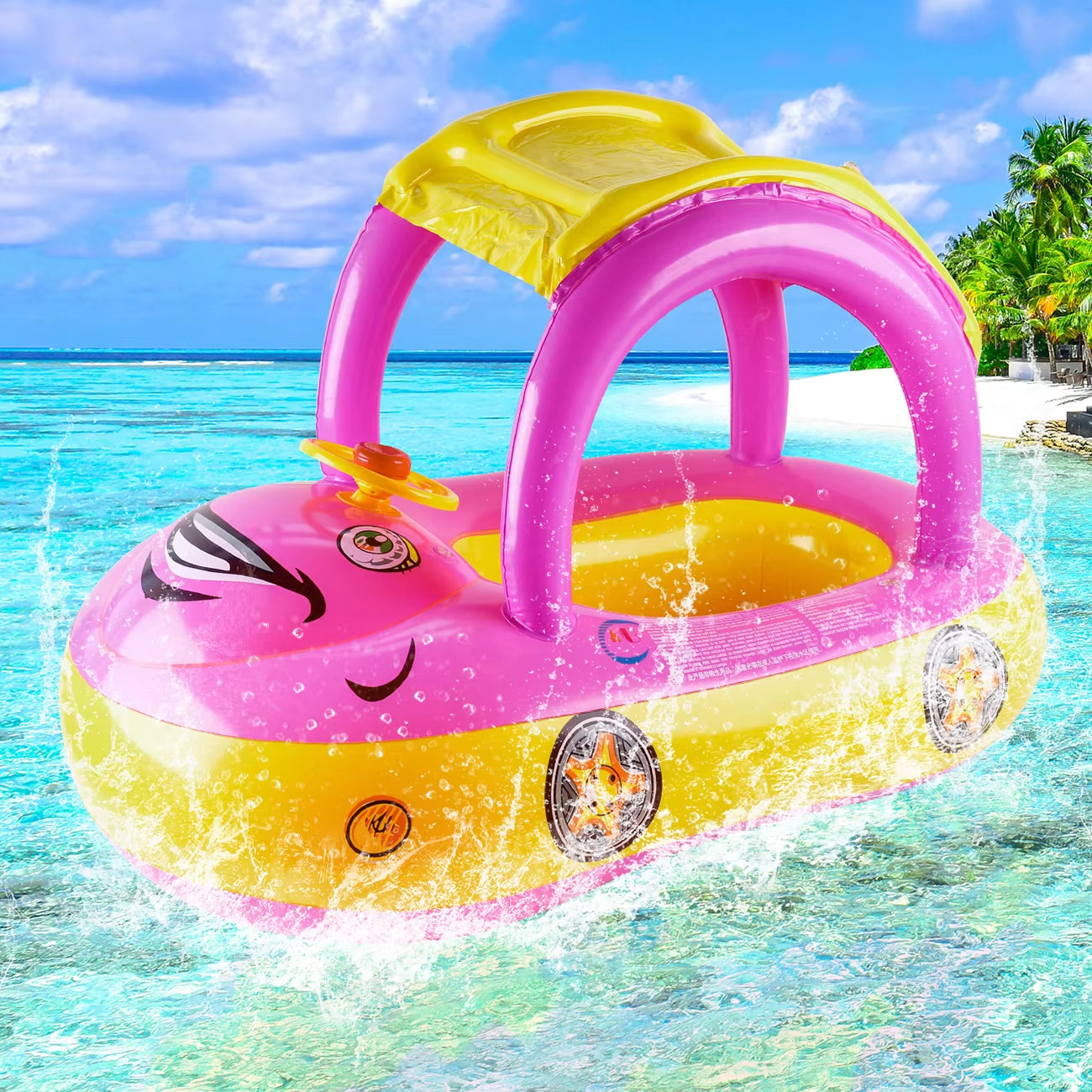 Car Shape Toddler Pool Floats,Baby Swimming Ring Beach Toys,Pool Float for Kids Swim Floaties，Floaty for Toddlers 4-6