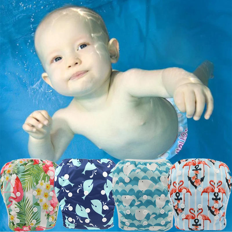 Baby & Toddler Snap One Size Adjustable Reusable Baby Swim Diaper Ohbabyka Waterproof Pants for Newborn Baby Summer Swimwear